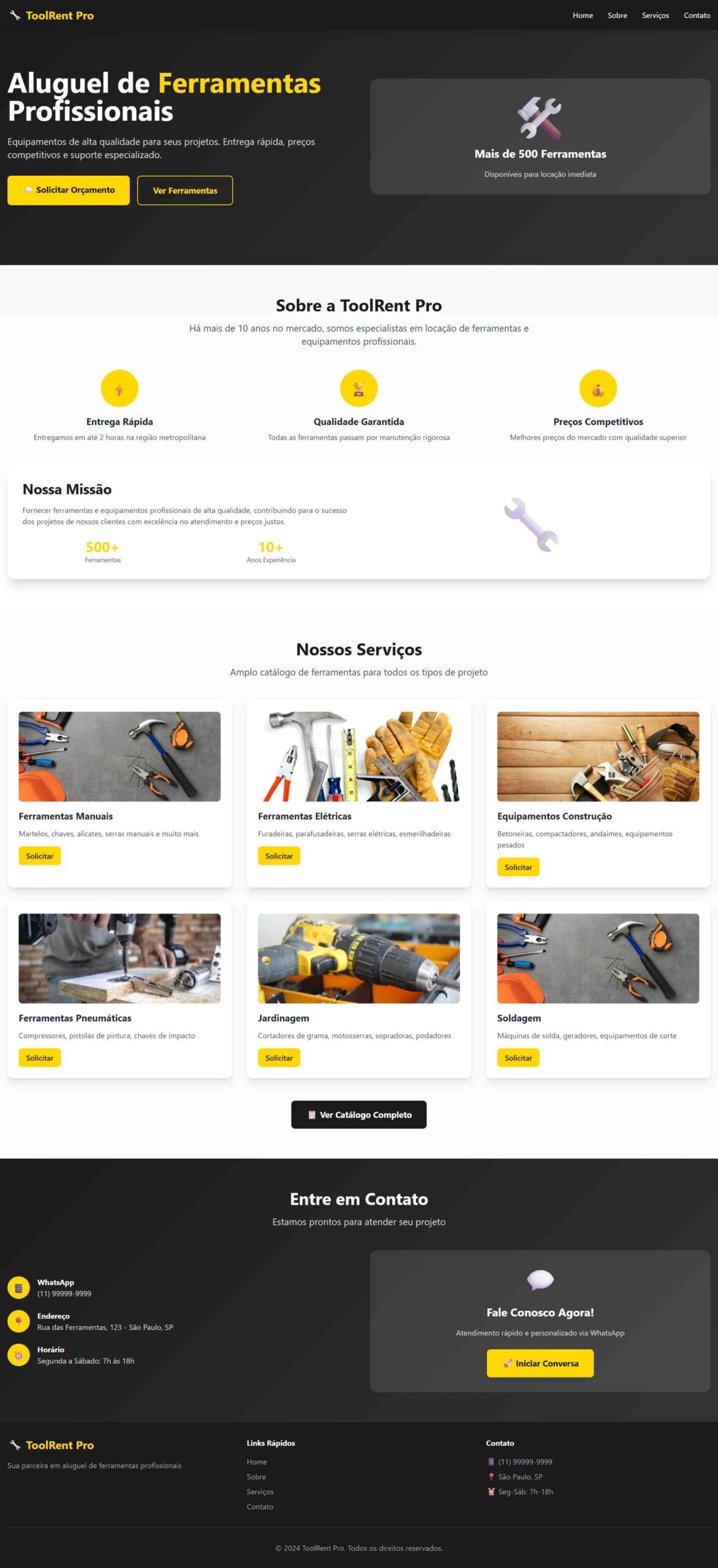Landing Page - Aluguel de Ferramentas