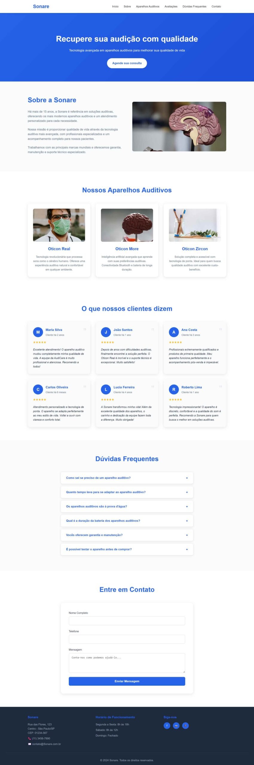 Landing Page - Clínica de Aparelhos Auditivos