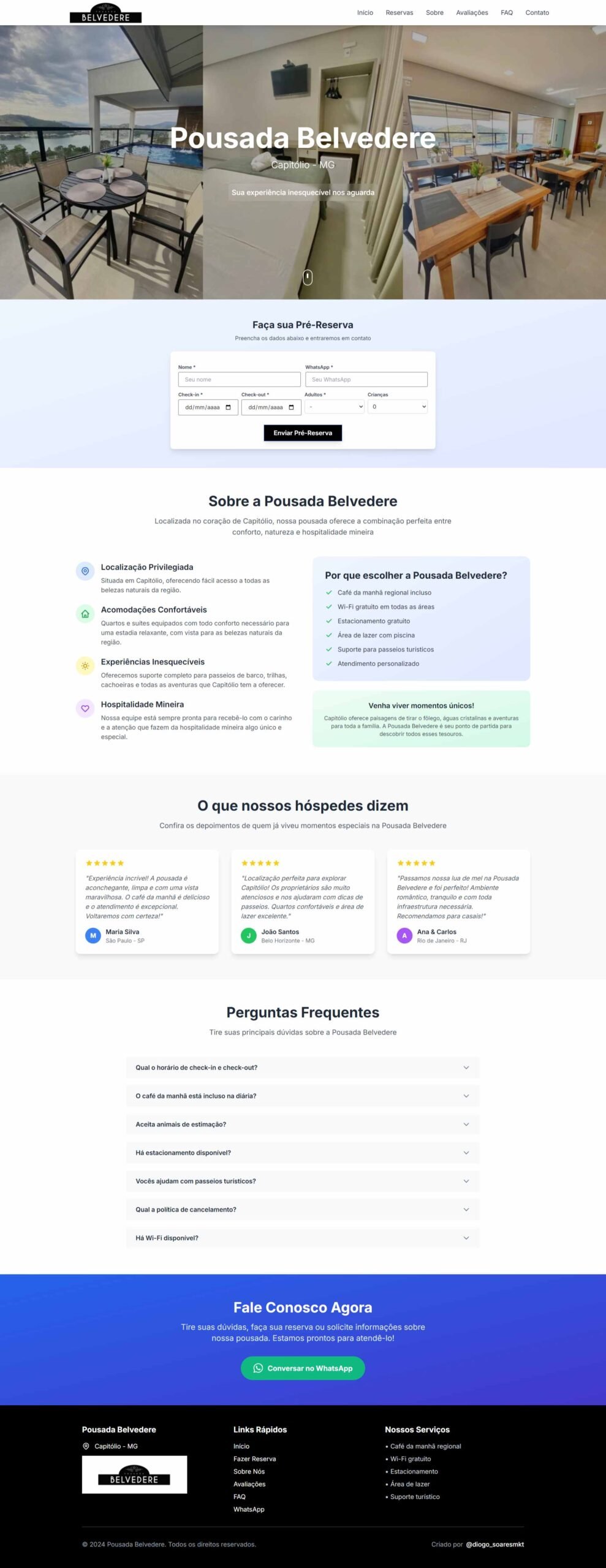 Landing Page - Pousada Belvedere Capitólio