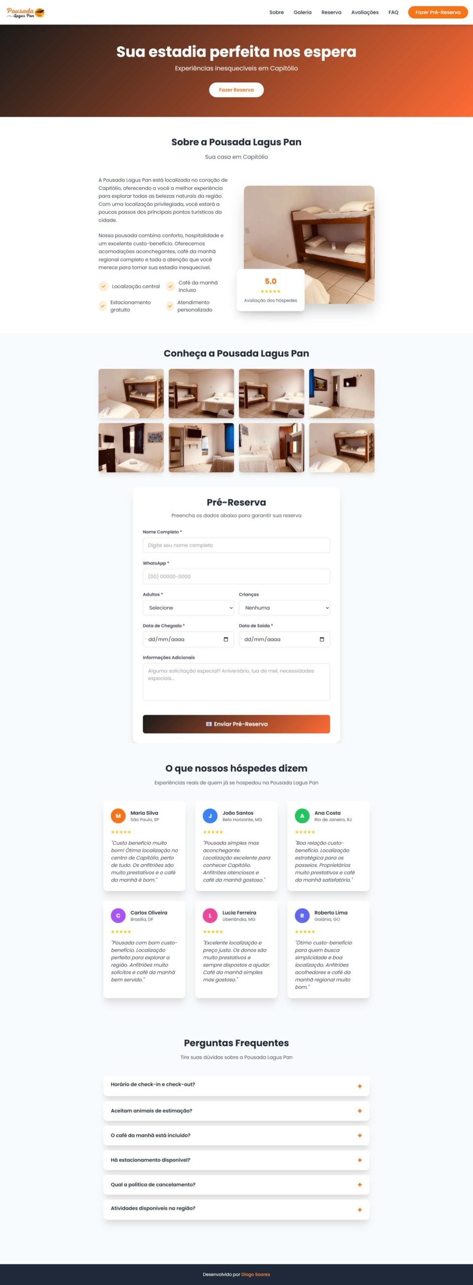 Site Pousada Lagus Pan - Capitólio MG